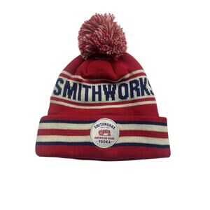 Smithworks Vodka Beanie Hat Red White Blue Pom Knit Cap American Made Logo